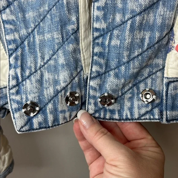 Blank NYC Making Memories Patchwork Quilted Jacket Denim Trim Oversized Small - Picture 10 of 14